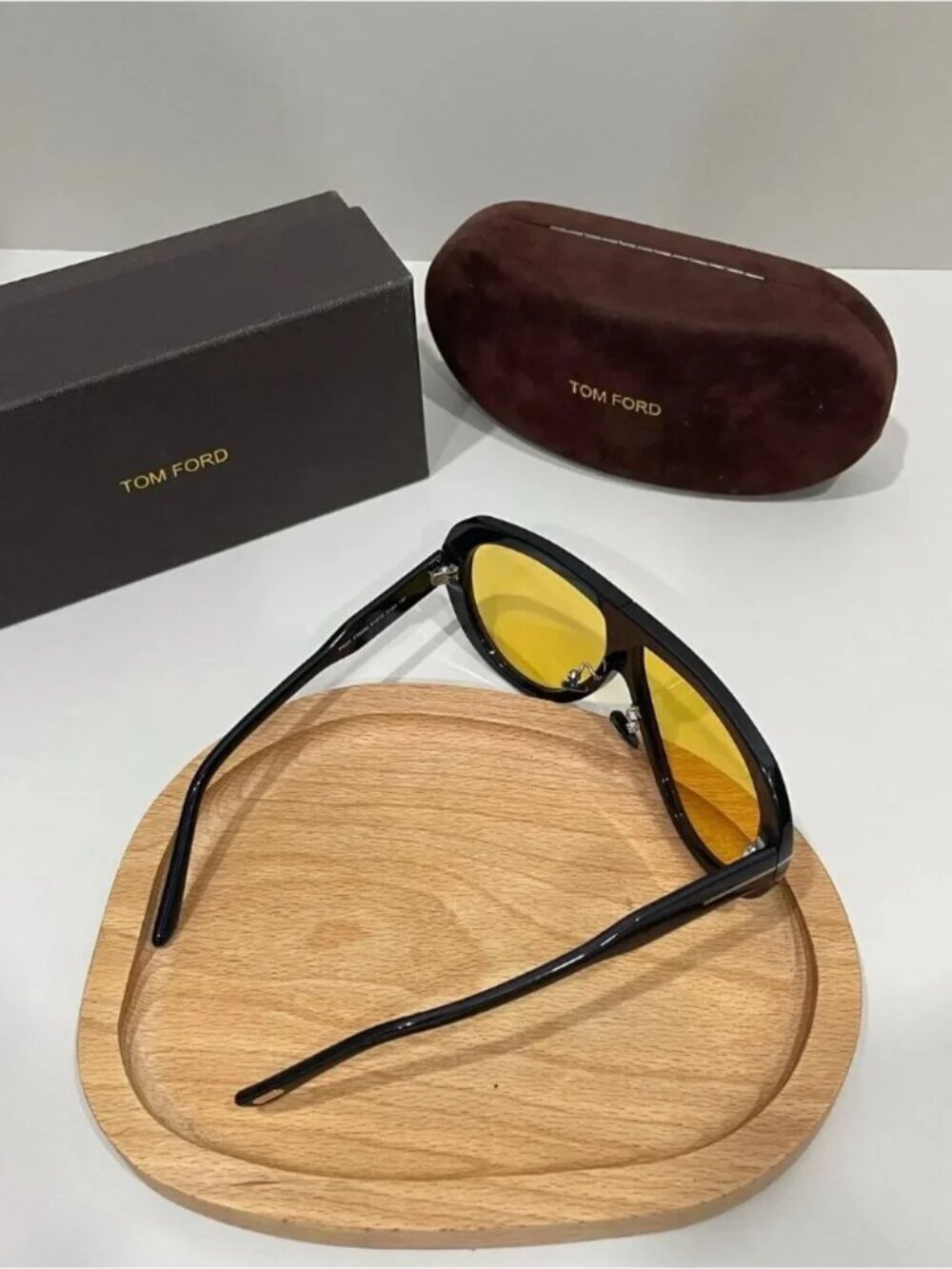Tom Ford Black Frame Sunglasses with Yellow Lenses - Picture 5 of 5